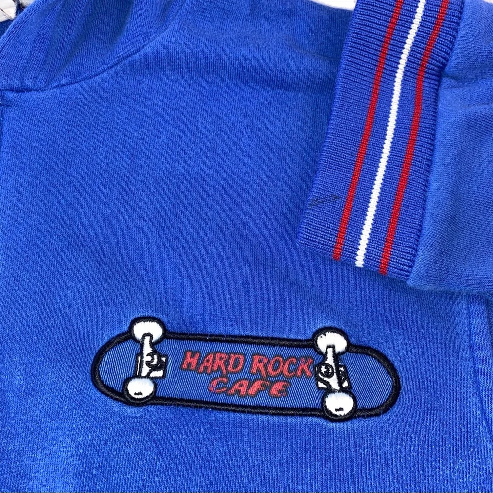 Vintage Hard Rock Cafe Austin Skateboard Blue‎ Full Zip Hoodie Sweatshirt